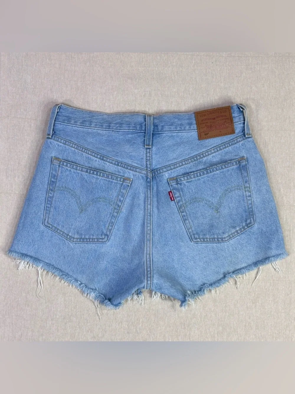 Levi’s 501 Cut Off Shorts W27 High Rise Distressed Denim Light Wash Raw